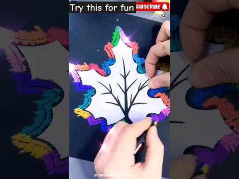 Oil pastels leave painting 🖌️🎨|boost your brain skill 💐🌈#shorts #viral #trending #video #shortsvideo