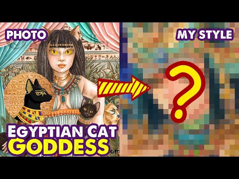 Drawing Cat Goddess Inspired by Egyptian Mythology | Huta Chan