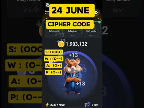 hamster combat daily cipher code today | 24 june cipher code today #shorts #viral #hamsters