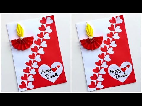 How to make Beautiful Diwali greeting card 2023 / Handmade Diwali card making easy / Happy diwali