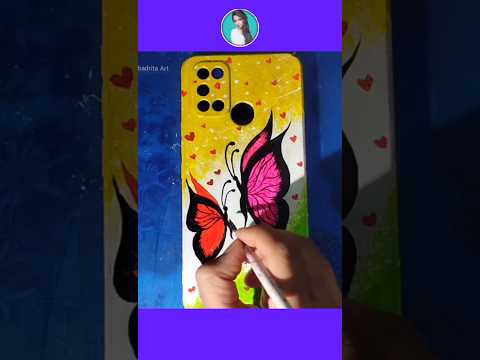 Butterfly painting on old phone cover 🦋❣️#viral #art #shorts