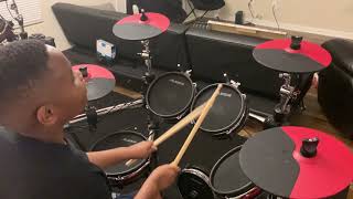 12 year old drummer Jig 2 Drum Line Cadence on  Drum Set