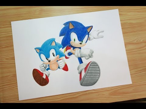 Speed Drawing Modern and Classic Sonic (Sonic Generations)