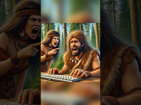 What If Cavemen Discovered a Keyboard #funny #ai