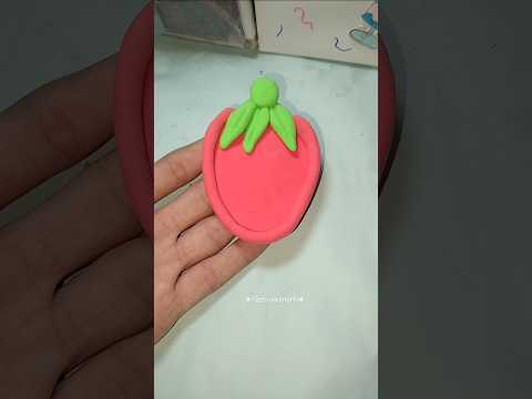 Strawberry 🍓 trinket dish #diy #clayartidea #shorts