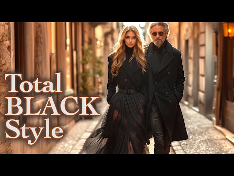 Total Black Elegance 🖤 All-black outfits. Milan Street Fashion. A style for those who get it.