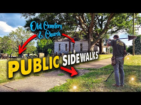 Watch What We Find Metal Detecting Sidewalks Next To This Old Cemetery & Church!