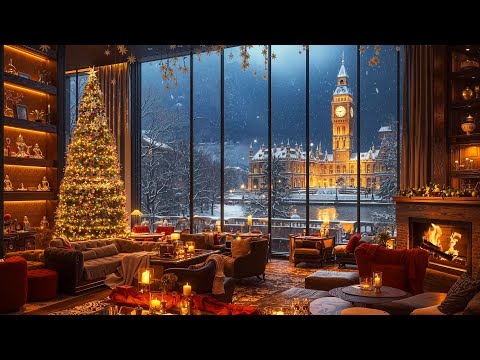 Warm Jazz Instrumental Music at London Coffee Shop Ambience 🎄 Christmas Jazz Relaxing Music 2025 🎅