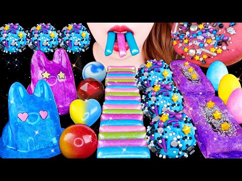 ASMR GALAXY RABBIT JLELY, MERMAID EARTH GUMMY, MILKY WAY PIE, PLANET CHOCOLATE EATING SOUNDS MUKBANG