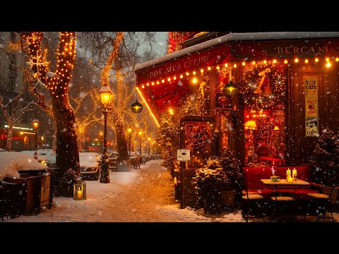 Relax Gently and Focus on Work and Study with Smooth Piano Jazz - Winter Scenery on a Cozy Street