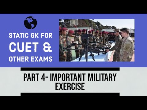 Important Static GK for CUET(CUCET) 2022- Part 4- Important Military Exercises- DU-NLU- IPU- OTHERS