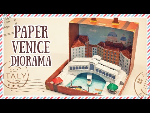 Tiny Paper Diorama Venice city in a Trunk (canon papercraft)