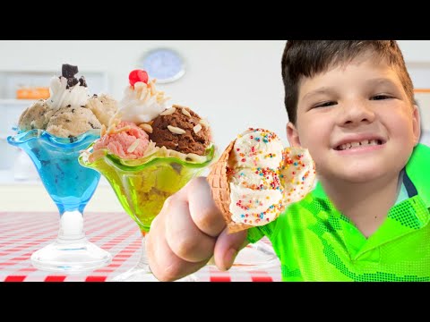 Caleb LEARNS to make HOMEMADE ice cream with MOM!