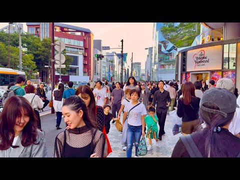 [4K HDR] Autumn Day Walking Tour in Harajuku / Takeshita Street / Omotesando. Tokyo, Japan.