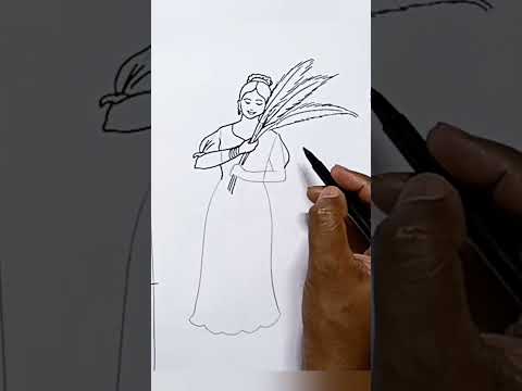 Beautiful lady with kashful drawing step by step/#artwithartistmiltondanda/#youtubeshorts/#shorts