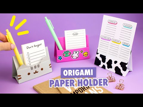 Origami Paper Stand | How to make paper holder | Cat Pusheen