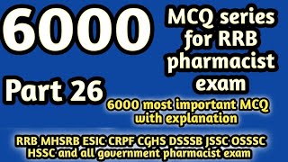 6000 MCQ series for RRB Pharmacist exam#rrb pharmacist exam preparation#dsssb#mpesb#ukmssb