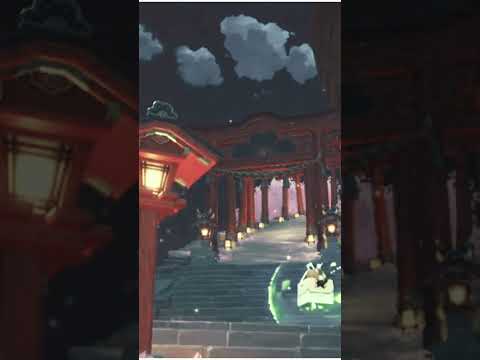 稲妻の配達風景🐈三３【原神/Genshin/切り抜き/たべものやさん/鳴神大社/定点カメラ/綺良々/稲妻/#shorts 】