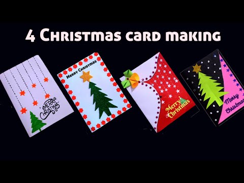 4 Christmas card making ideas, easy Christmas card making ideas, Christmas greeting card making.