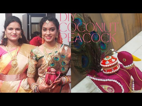 Diy coconut peacock#coconutdecoration #indian tradition wedding coconut #DIY