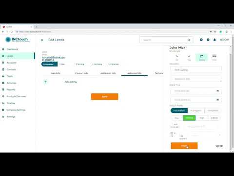 Inctouch CRM Edit a Lead