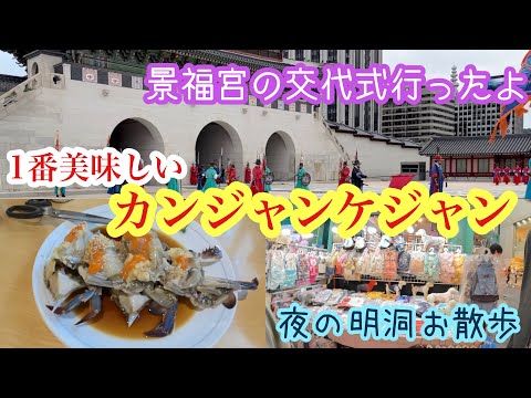 【韓国】1番美味しいカンジャンケジャン　景福宮の交代式行ったよ〜夜の明洞お散歩