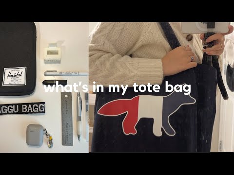 what’s in my everyday tote bag for school 📚 uni essentials, my tote bag collection