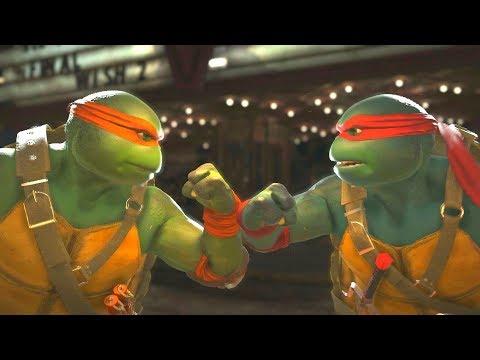 Injustice 2 - TMNT Michelangelo Vs Raphael -  All Intro Dialogue/All Clash Quotes, Super Moves