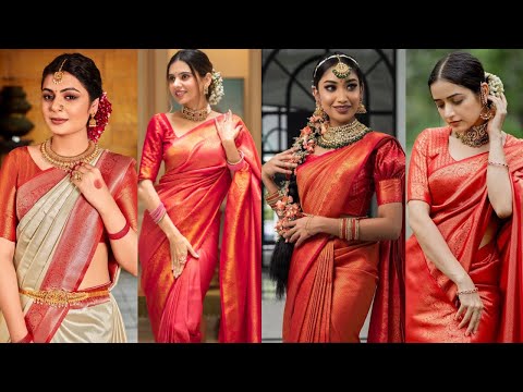 Latest Red Kanjivaram Sarees 2025//Bridal Kanjivaram Saree in Red//Traditional Red Kanjivaram Saree