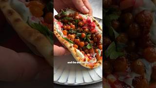 Harissa Chickpea + Tzatziki Flatbreads | SO VEGAN #veganfood #shorts #veganrecipes #recipes