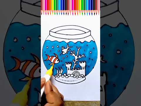 easy fish aquarium drawing#shorts#fishaquarium#shortvideo#drawing#viralshorts #easyartwithbiplab