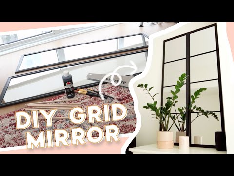 Easy DIY Windowpane Mirror for $35 | Industrial Grid Mirror