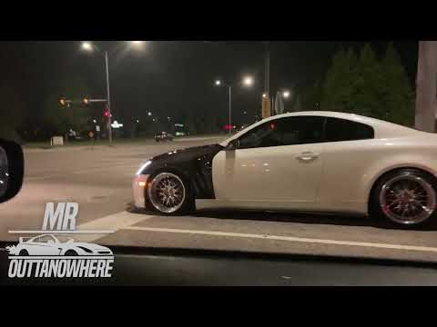 Motordyne Infiniti G35 Exhaust! LOUD BAGGED INFINITI G35 Carbon Hood Carbon Fenders! Straight Pipe