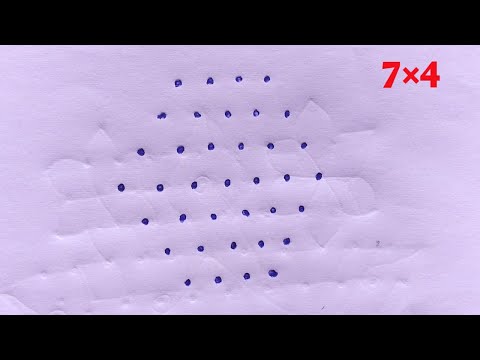 7×4easy kolam design||dots kolam||dharas house||#1