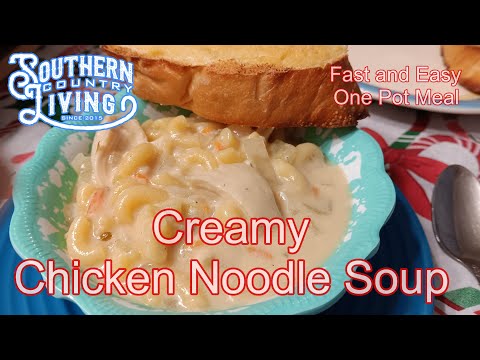 Creamy Chicken Noodle Soup  --  Fast and Easy One Pot Meal For Two