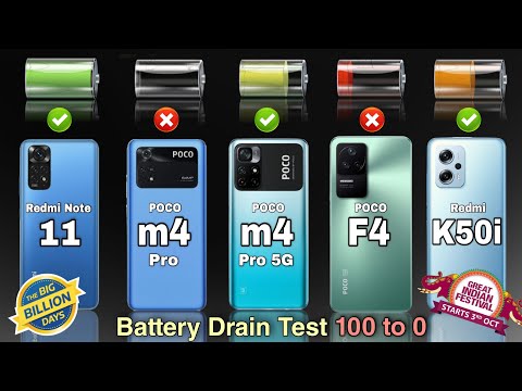 Redmi note 11 vs Poco m4 pro vs Poco m4 pro 5g vs Redmi k50i vs Poco f4 Battery drain test 100 to 0