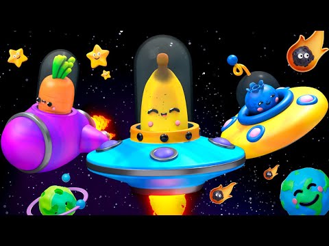 Baby Fruit Dancing in a SPACE ADVENTURE 🍎🍊🍋‍🍏🍇 Sensory Video