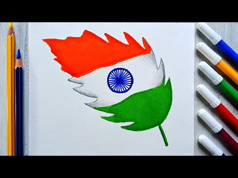 Beautiful leaf drawing | Leaf drawing as national flag | Easy and simple drawing