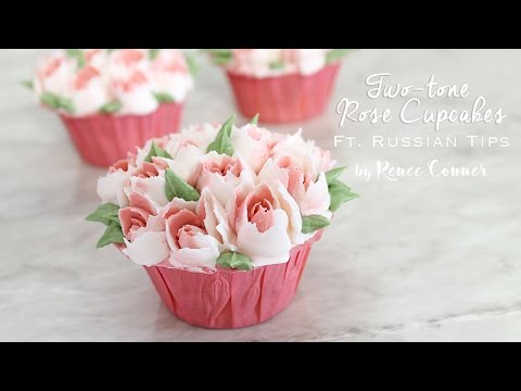 Rose Cupcake ft. Russian Piping Tip | Renee Conner