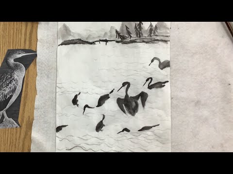 How to paint cormorants in Chinese brush painting - Henry Li's In-person class at Joslyn Center 2