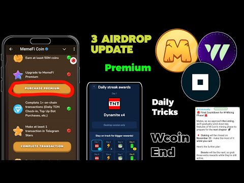 3 Airdrop Latest Updates On Memefi Airdrop Check and Not pixel Daily Rewards - wcoin up