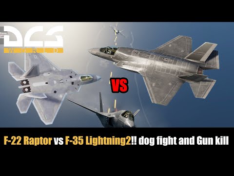 F-22 Raptor vs F-35 Lightning2!! dog fight and Gun kill【DCS:WORLD 4K/60FPS  video】