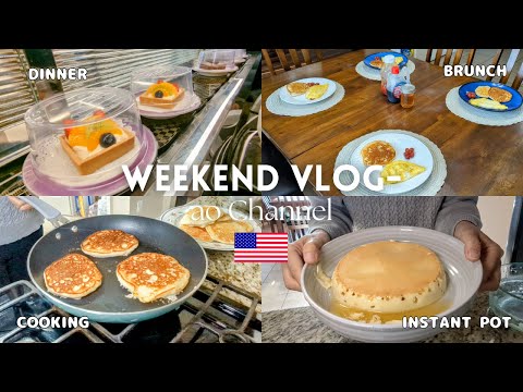 Japanese mom's WEEKEND VLOG - Cooking for family - Instant pot FLAN - Go-around Sushi - Thrift Store