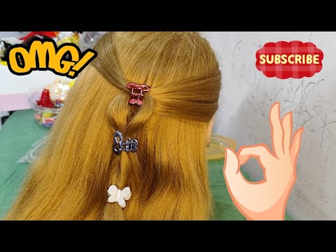 Very Cute And Small Clucher Hair Style|Hair style For Girl|Beautiful✨ Long Hair style|