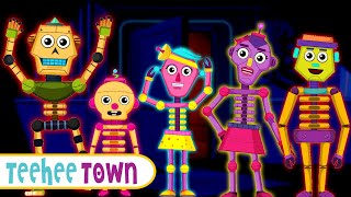 Skeleton Robot Finger Family - Midnight Lab Story | Spooky Songs For Kids by Teehee Town