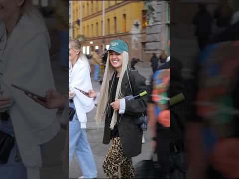 Beautiful Street Fashion Outfits Style in the city center. Russian girls