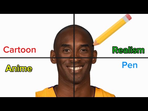 Drawing Kobe Bryant in 4 Different Styles