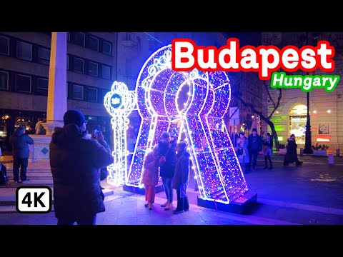 Budapest Hungary, Christmas in Budapest looks like this!  4k Walking Tour