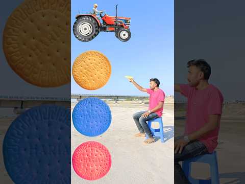 Rounding marie biscuits to tractor, jcb, bycycle, scooter- vehicle name vfx video 🙂#shorts