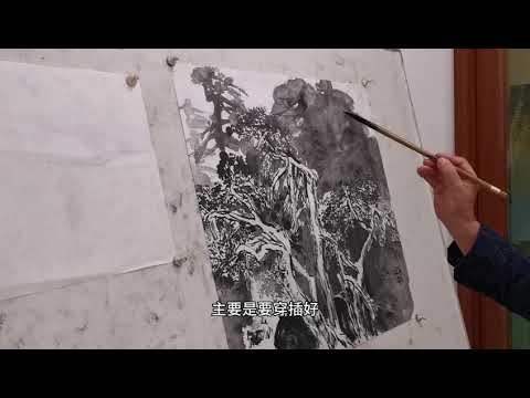 5树枝的穿插：注意三笔一交叉,中国书画教学Chinese painting video